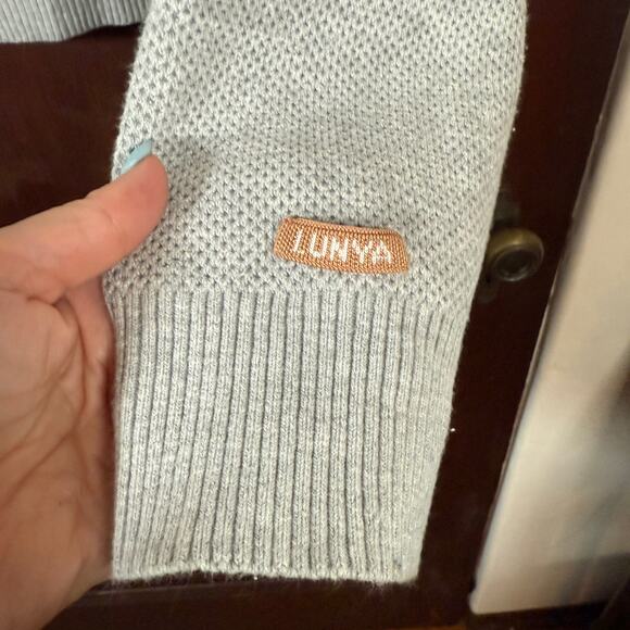 LUNYA |  Cottonsilk Collared Half Zip Sweater in Heather Gray | Large - Picture 5 of 10